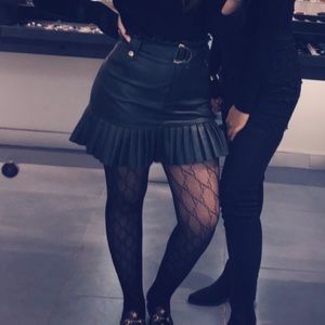 Faux leather skirt with belt